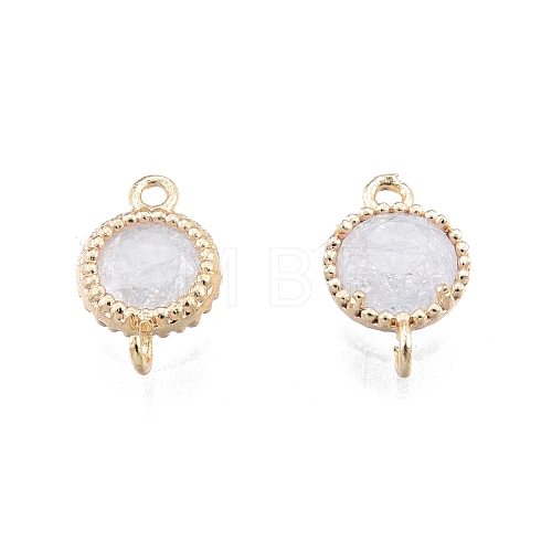 Brass Pave Cubic Zirconia Connector Charms KK-G432-01G-05-1