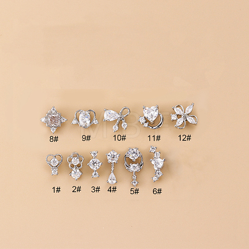 316L Surgical Stainless Steel Micro Pave Clear Cubic Zirconia L-Shaped Nose Rings WGD2F1E-05-1