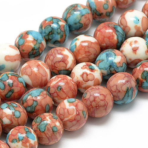 Synthetic Ocean White Jade Beads Strands G-S252-6mm-06-1