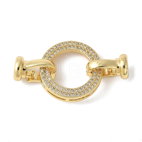 Brass Pave Clear Cubic Zirconia Fold Over Clasps KK-M320-24G-1