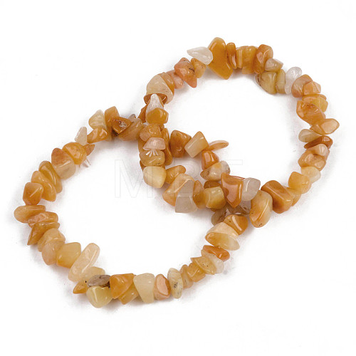 Unisex Chip Natural Topaz Jade Beaded Stretch Bracelets BJEW-S143-30-1