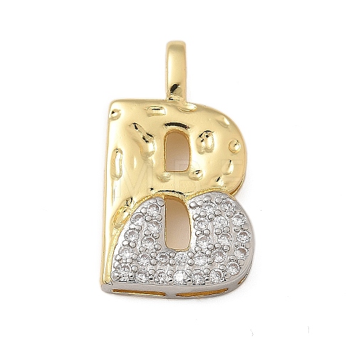 Brass Micro Pave Cubic Zirconia Pendants KK-B126-02G-B-1