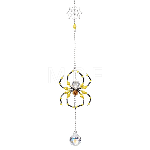 Spider Glass Beaded Hanging Ornaments HJEW-TA00172-01-1