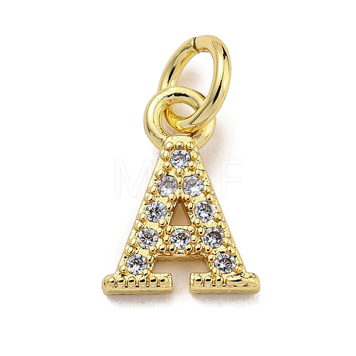 Initial Letter Brass with Cubic Zirconia Charms KK-Q814-26A-G-1