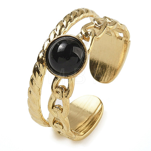 Natural Black Onyx Finger Rings RJEW-U027-06G-04-1