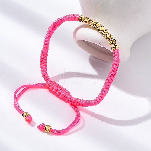 Polyester Cord Braided Bead Bracelets for Women BJEW-L698-01G-09-1