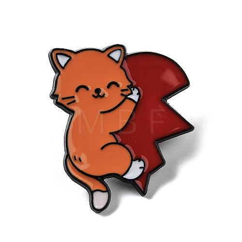 Valentine's Day Half Love Heart Cat Theme Enamel Pins JEWB-B012-02C-1