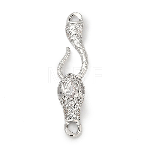 Brass Micro Pave Clear Cubic Zirconia S-Hook Clasps KK-G526-13P-1