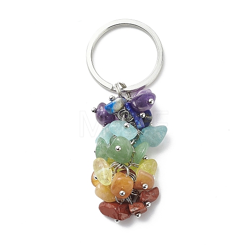 Chakra Theme Natural Gemstone Chip Bead Keychain KEYC-JKC00416-02-1