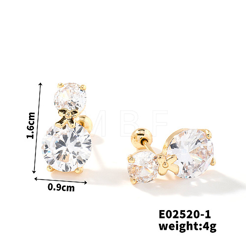 Summer Countryside Style Copper Zirconia Stud Earrings for Women QN0199-1-1