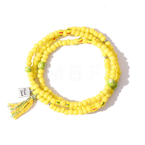 Glass Seed Beads Wrap Bracelets for Women PW-WGF01E4-03-1