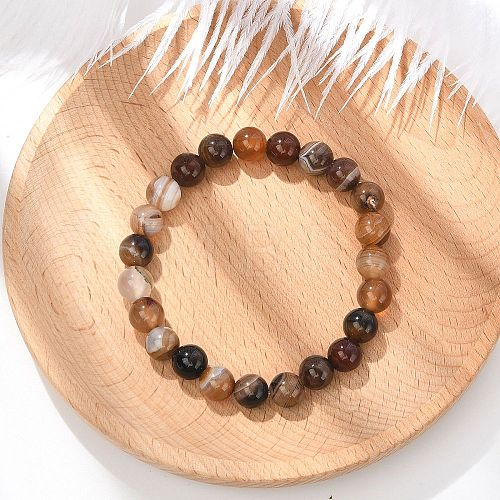 Natural Striped Agate/Banded Agate Beaded Stretch Bracelets X-BJEW-Q692-03I-1