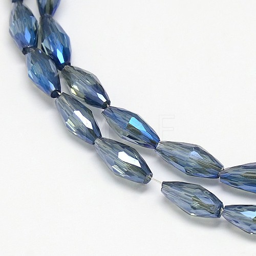 Electroplate Crystal Glass Rice Beads Strands X-EGLA-F042-A07-1