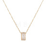 Brass Micro Pave Clear Cubic Zirconia Column Pendant Necklaces for Women WG8FC33-01-2