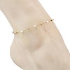 Handmade 304 Stainless Steel and ABS Plastic Pearl Oval Link Chain Anklets for Women AJEW-AN00822-2