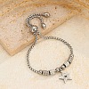 Adjustable 304 Stainless Steel & Crystal Rhinestone Slider Bracelets WGDC797-02-1