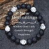 Synthetic Howlite & Natural Lava Rock Round Beads Stretch Bracelets for Women Men SU9412-2-1