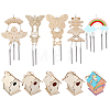 20 Sets 10 Style DIY Unfinished Wood Wind Chime & Bird House Making Kits DIY-BC0012-21-1