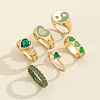 6Pcs Heart & Yin-yang Alloy Enamel & Rhinestone Finger Rings Sets for Women WG67DEB-01-3