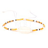 Natural Cowrie Shell & Seed Braided Bead Bracelet BJEW-A23-01-30-B-1