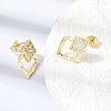 Brass Micro Pave Cubic Zirconia Stud Earrings KK-CBA5B62-03A-G-5