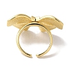 Bowknot Brass Open Cuff Rings for Women RJEW-C098-12G-3