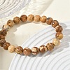 Natural Picture Jasper Round Beaded Stretch Bracelets GG-CBA12F1-02A-05-3