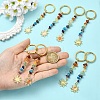 8Pcs 4 Styles Alloy Cat Eye Sun Pendant with Gemstone Chip Keychains KEYC-YW00252-3