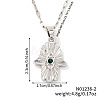 Chic Minimalist Brass Green Cubic Zirconia Hamsa Hand Pendant Dapped Chain Necklace for Women CX1024-2-1