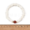 Natural Sea Shell Square Heishi Beads and Round Gemstone Beaded Stretch Bracelets BJEW-JB14476-4