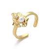 304 Stainless Steel Cubic Zirconia Cuff Rings for Women RJEW-D302-02G-05-2