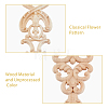 4Pcs 2 Style Natural Wood Carved Onlay Applique Craft FIND-FH0007-34-4