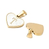 304 Stainless Steel Pave Natural White Shell Heart with Initial Slice Pendants STAS-R168-25G-T-2