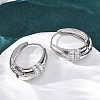 Oval Brass Micro Pave Clear Cubic Zirconia Hoop Earrings EJEW-G425-03P-2