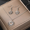 Heart Sun 304 Stainless Steel Pendant Necklaces & Dangle Earrings Sets FS-WGE9EFA-02-1