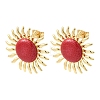 Sun Brass Stud Earrings EJEW-D352-02G-02-4