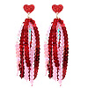 Heart Acrylic & Plastic Glitter Tassel Stud Earrings FS-WGEB983-10-1