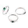 Hand with Heart Natural Dyed & Heated Green Onyx Agate Adjustable Rings RJEW-Q817-06P-01-1