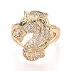 Brass Micro Pave Cubic Zirconia Cuff Open Rings KK-T080-36G-2