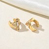 C-Shaped with Rectangle Brass Micro Pave Clear Cubic Zirconia Cuff Earrings EJEW-L316-01G-06-3
