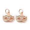 Mask Brass Micro Pave Clear Cubic Zirconia Charms KK-G425-08-2
