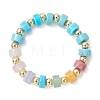 3Pcs Gemstone Disc Bead with Brass Finger Rings RJEW-JR00985-01-3
