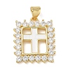 Religion Cross Brass Micro Pave Clear Cubic Zirconia Pendants CU-CBA83A6-03G-G02-1