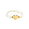 Natural Freshwater Pearl & 304 Stainless Steel Bead Finger Rings RJEW-FS00001-18-1