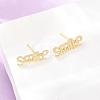 Brass Stud Earrings EJEW-P346-02-G-4