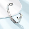 304 Stainless Steel Cuff Bangles for Women Men BJEW-P386-03P-1