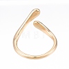 Brass Teardrop Open Cuff Ring for Women X-RJEW-T001-90G-2