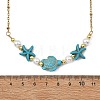 Ocean Synthetic Turquoise Starfish Turtle and Round Shell Pearl Beaded Necklaces NJEW-JN06168-5