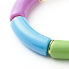 Chunky Curved Tube Beads Stretch Bracelet BJEW-JB06683-01-5
