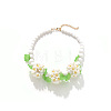Flower Acrylic Round Graduated Beaded Bib Necklaces with Alloy End Chains FS-WGF8012-01-1